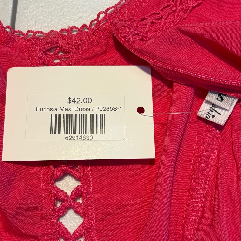 NWT Boutique Fuchsia Layered Cotton Maxi Dress size Small - Picture 8 of 9